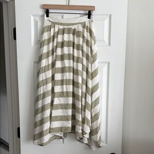 Striped Green and White Women's Skirt
